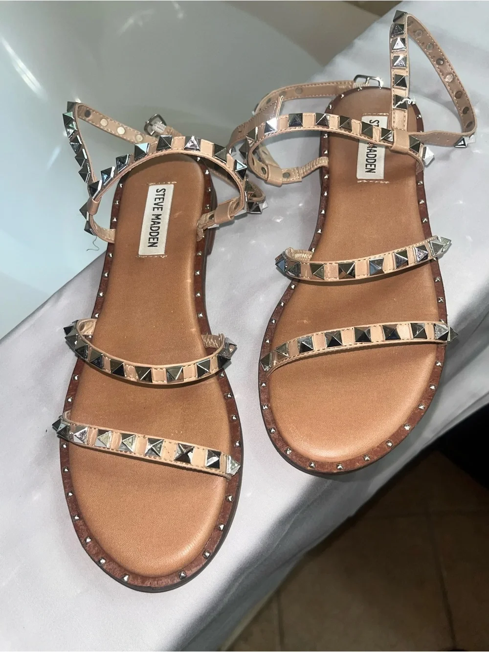 Steve Madden Rose Gold Studded Strappy Sandals
